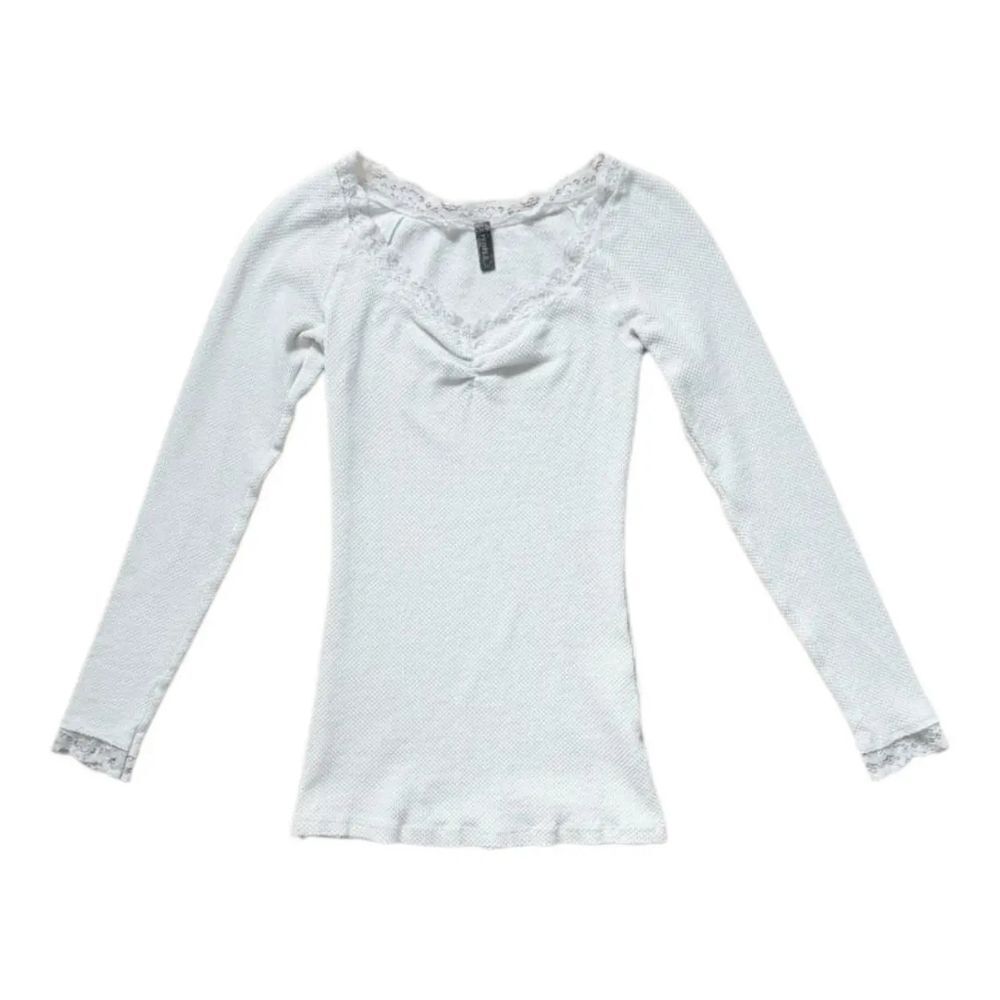 Free People Cream Long Sleeve Blouse